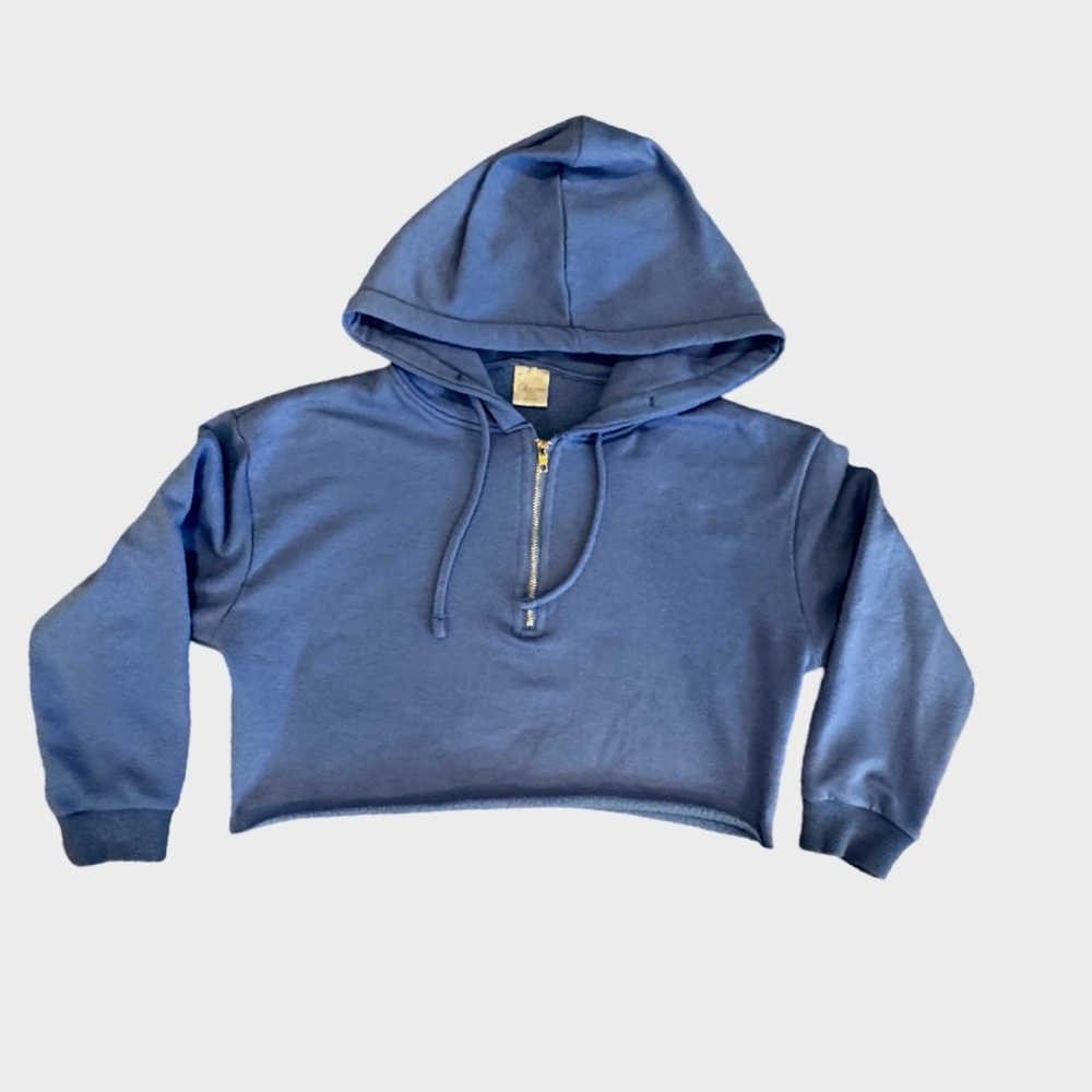Periwinkle Cropped Hoodie with Zipper